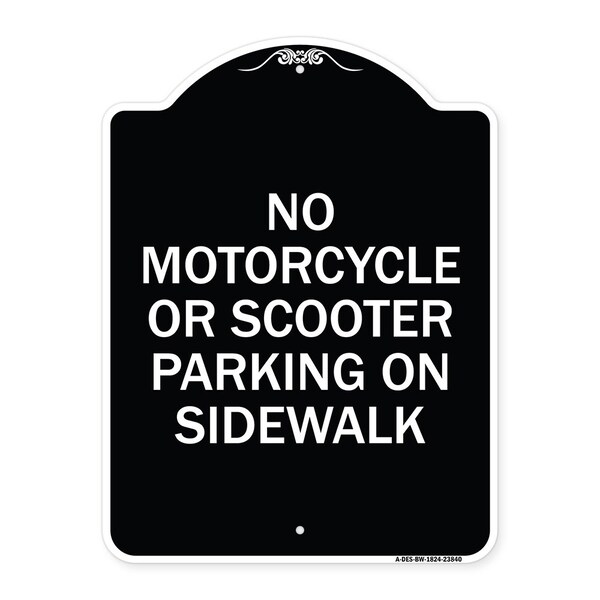 Signmission No Motorcycle or Scooter Parking on Sidewalk Heavy-Gauge Aluminum Sign, 24" x 18", BW-1824-23840 A-DES-BW-1824-23840 - main